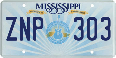 MS license plate ZNP303