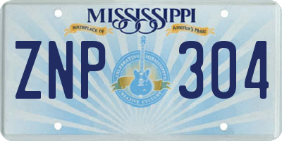 MS license plate ZNP304