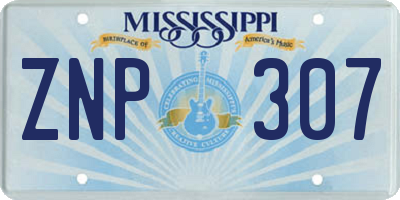 MS license plate ZNP307