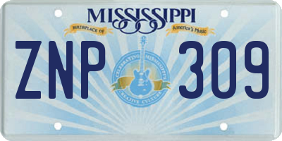 MS license plate ZNP309