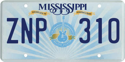 MS license plate ZNP310