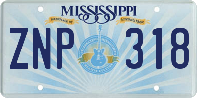 MS license plate ZNP318