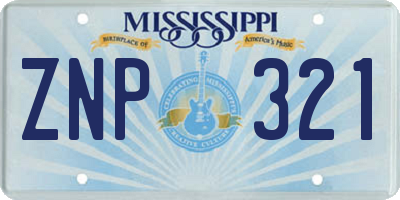 MS license plate ZNP321
