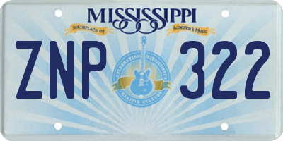 MS license plate ZNP322