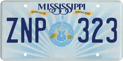 MS license plate ZNP323