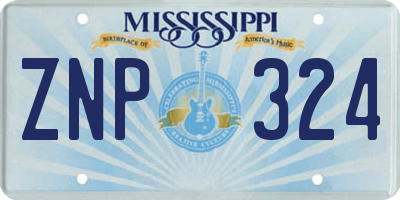 MS license plate ZNP324