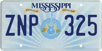 MS license plate ZNP325