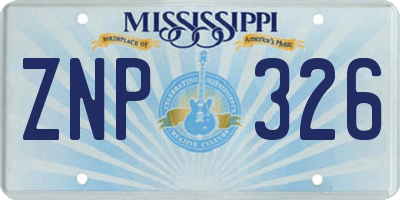 MS license plate ZNP326