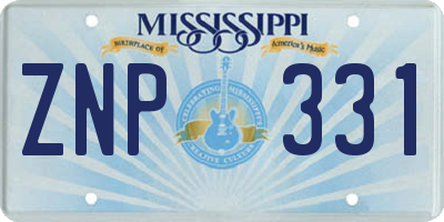 MS license plate ZNP331