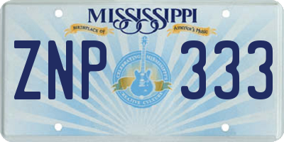 MS license plate ZNP333