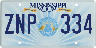 MS license plate ZNP334