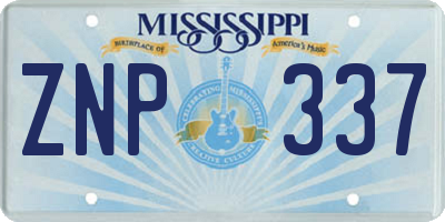MS license plate ZNP337
