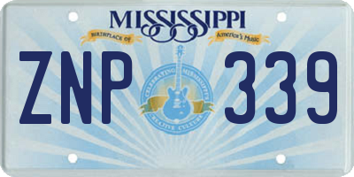 MS license plate ZNP339