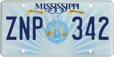 MS license plate ZNP342
