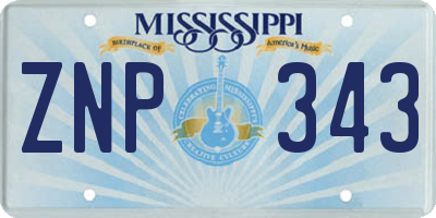 MS license plate ZNP343