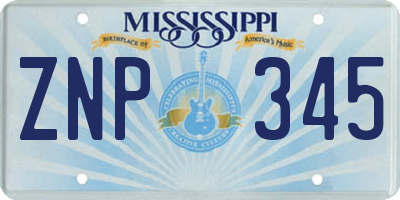 MS license plate ZNP345