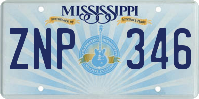 MS license plate ZNP346