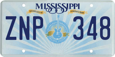 MS license plate ZNP348