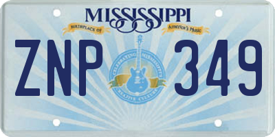 MS license plate ZNP349