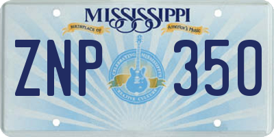 MS license plate ZNP350