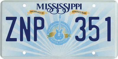 MS license plate ZNP351