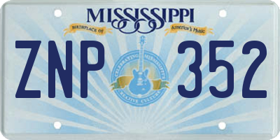 MS license plate ZNP352