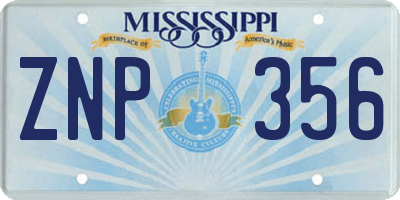 MS license plate ZNP356