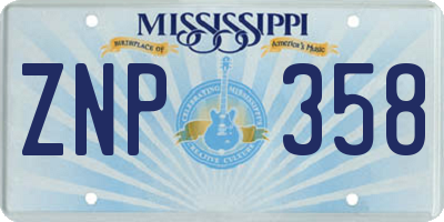 MS license plate ZNP358