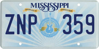 MS license plate ZNP359