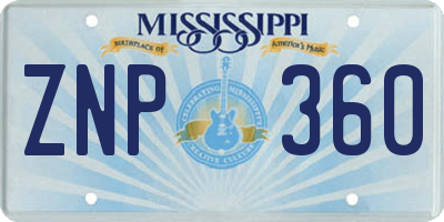 MS license plate ZNP360