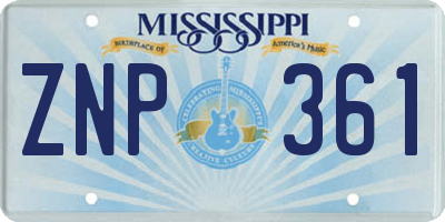 MS license plate ZNP361