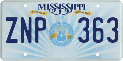 MS license plate ZNP363
