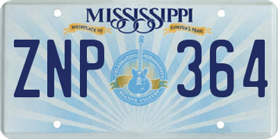 MS license plate ZNP364