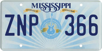 MS license plate ZNP366