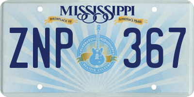 MS license plate ZNP367