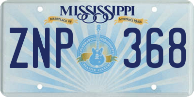 MS license plate ZNP368