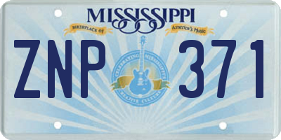 MS license plate ZNP371