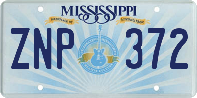 MS license plate ZNP372