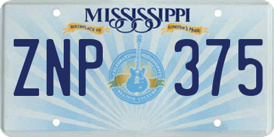 MS license plate ZNP375