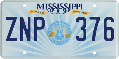 MS license plate ZNP376
