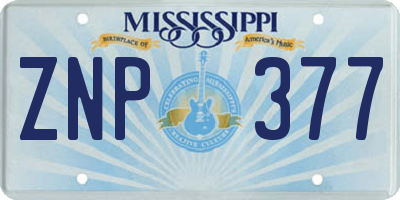 MS license plate ZNP377