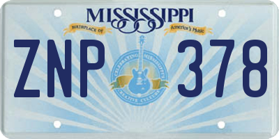 MS license plate ZNP378