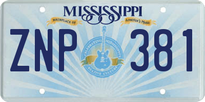 MS license plate ZNP381