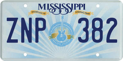 MS license plate ZNP382