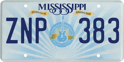 MS license plate ZNP383