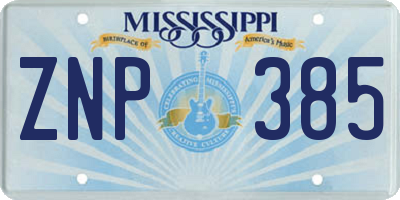MS license plate ZNP385