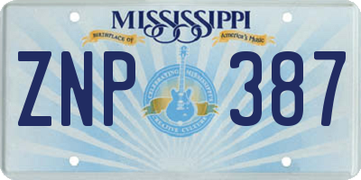 MS license plate ZNP387