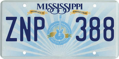 MS license plate ZNP388