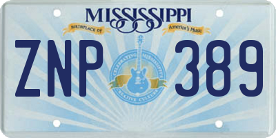MS license plate ZNP389