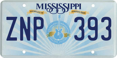 MS license plate ZNP393